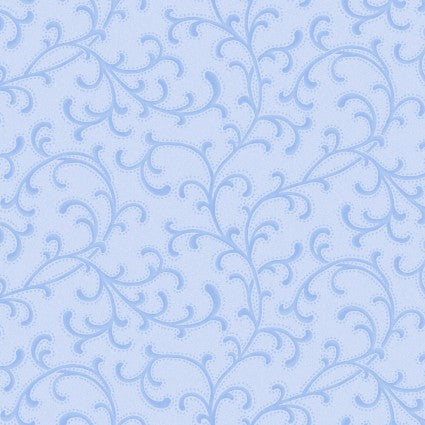 Blue Belle - Scroll, Blue - PER 1/4 YARD
