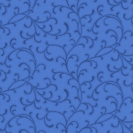 Blue Belle - Scroll, Navy - PER 1/4 YARD