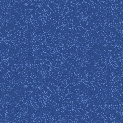 Blue Belle - Trailing Leaf, Blue - PER 1/4 YARD