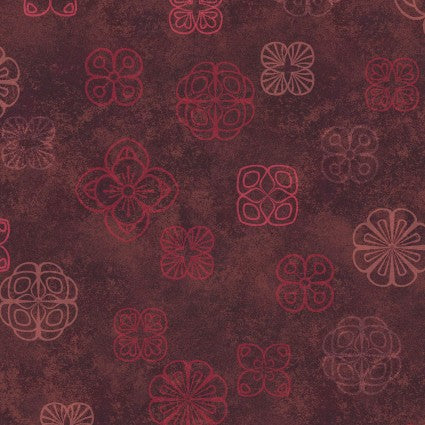 Operetta - Floating Flowers, Maroon/Red - PER 1/4 YARD