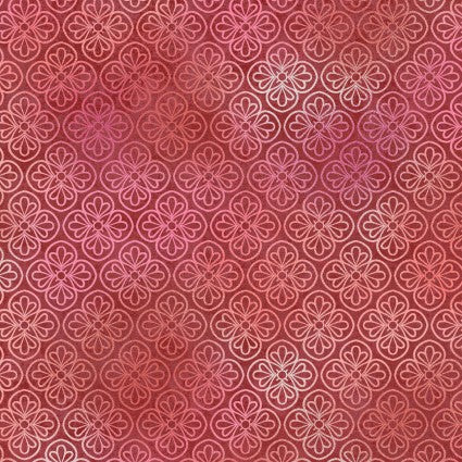 Operetta - Flower Tiles, Maroon - PER 1/4 YARD