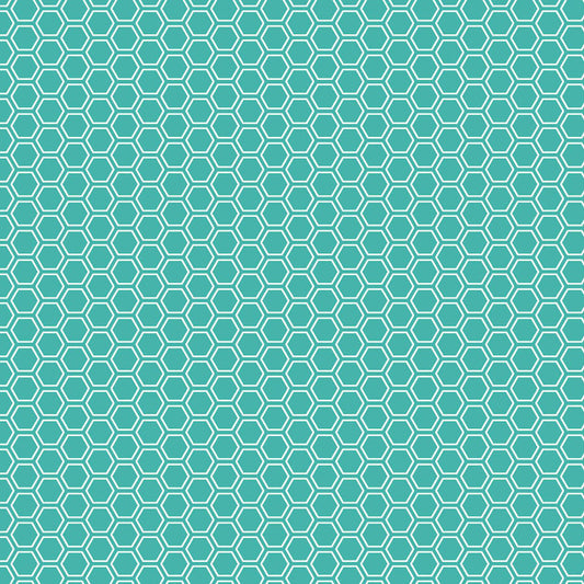 Kimberbell Basics - Honeycomb, Teal - PER 1/4 YARD