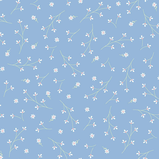 Kimberbell Basics - Pretty Petals, Blue - PER 1/4 YARD