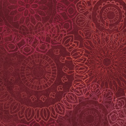 Operetta - Lace Flowers, Maroon/Red - 108" Wide Back