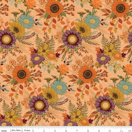 The Awe of Autumn, Main Orange - PER 1/4 YARD