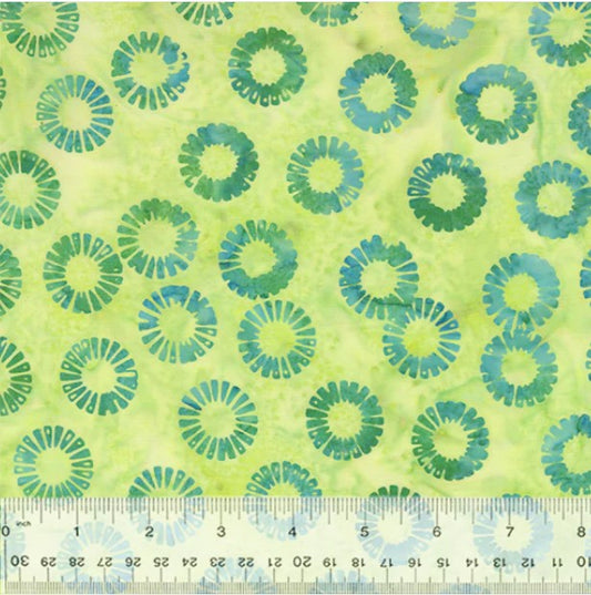Oasis, Petal Wheels, Seafoam Batik Cotton by Jacqueline De Jonge - PER 1/4 YARD