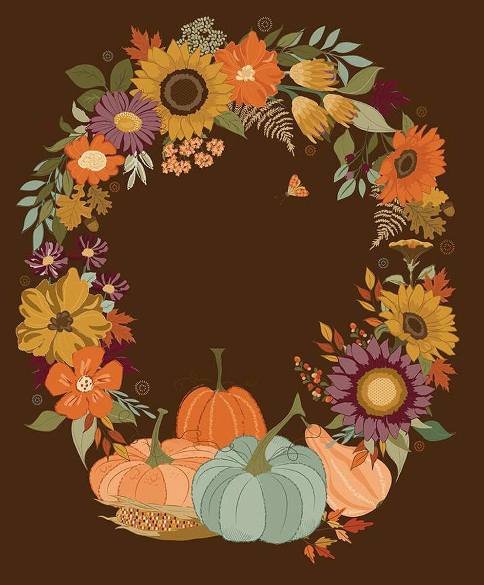 The Awe of Autumn, Wreath Panel Brown 35 1/2" x 43"