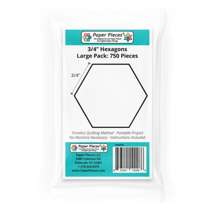 Paper Pieces 3/4" Hexagon EPP Pack, 750 ct