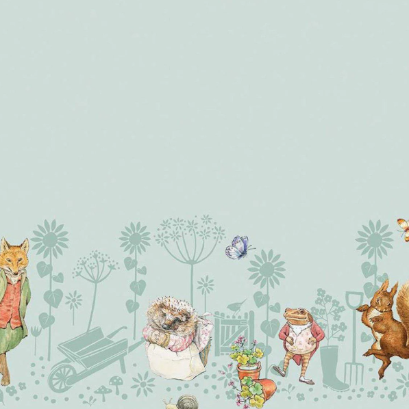 Peter Rabbit & Friends, Border Print Blue - PER 1/4 YARD