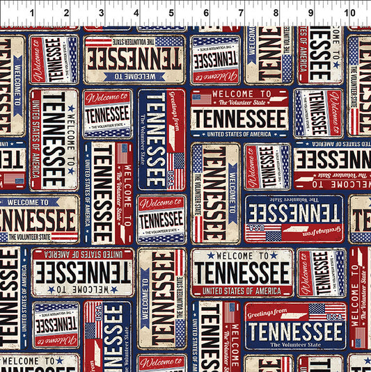 All TN/KY State Shop Hop - TN License Plates - PER 1/4 YARD