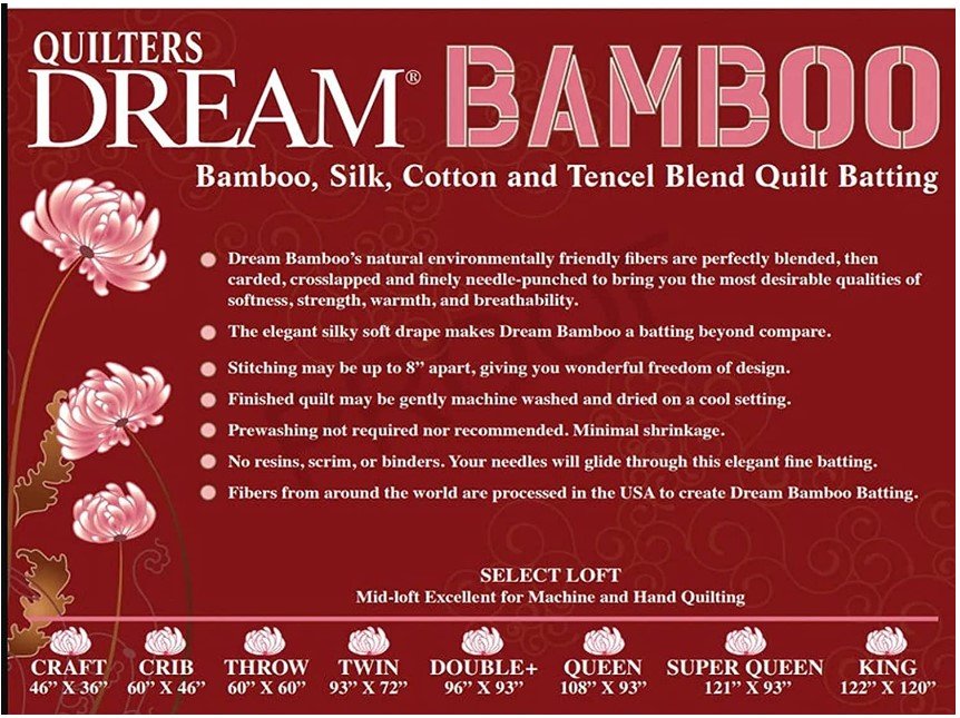 Quilters Dream Batting - Dream Bamboo Midloft Craft 46" x 36"