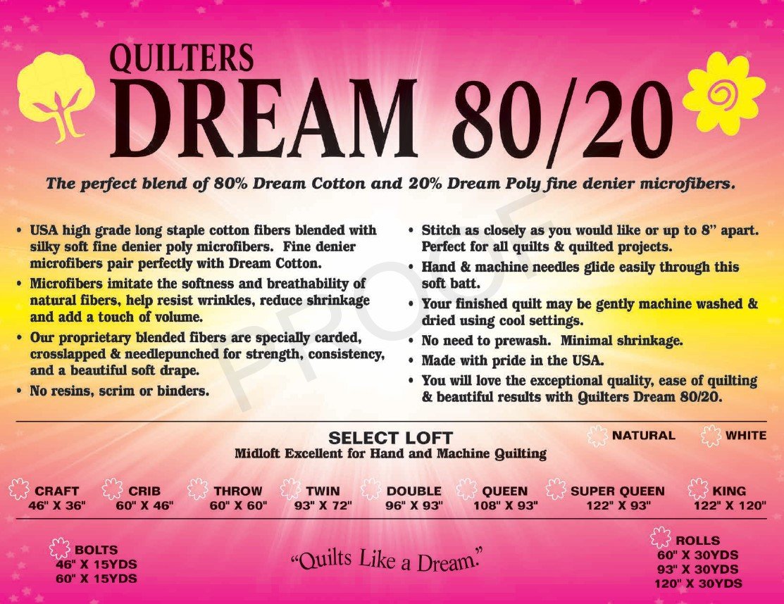 Quilters Dream Batting - Natural Select 80/20 King 122" x 120"