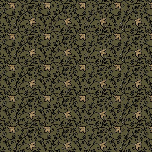 Old Village Greens - Garden Trail, Green - PER 1/4 YARD