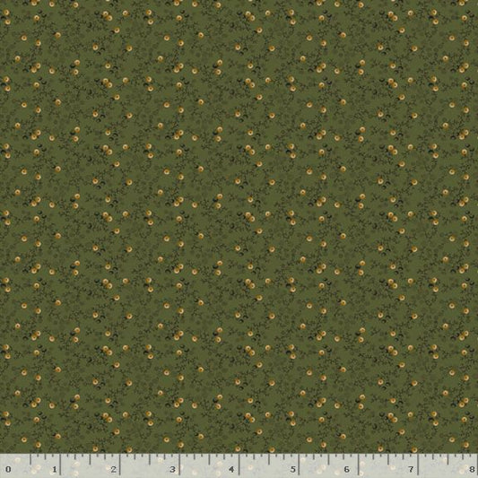 Old Village Greens - Tiny Berries, Green - PER 1/4 YARD