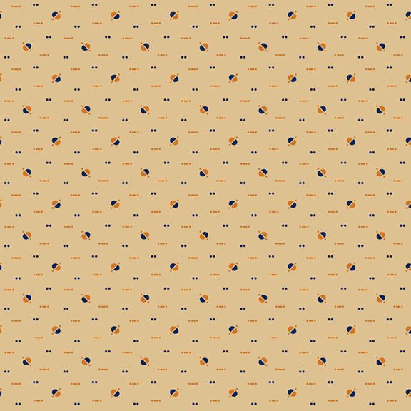 Indigo and Cheddar - Dashs and Dot, Tan - PER 1/4 YARD