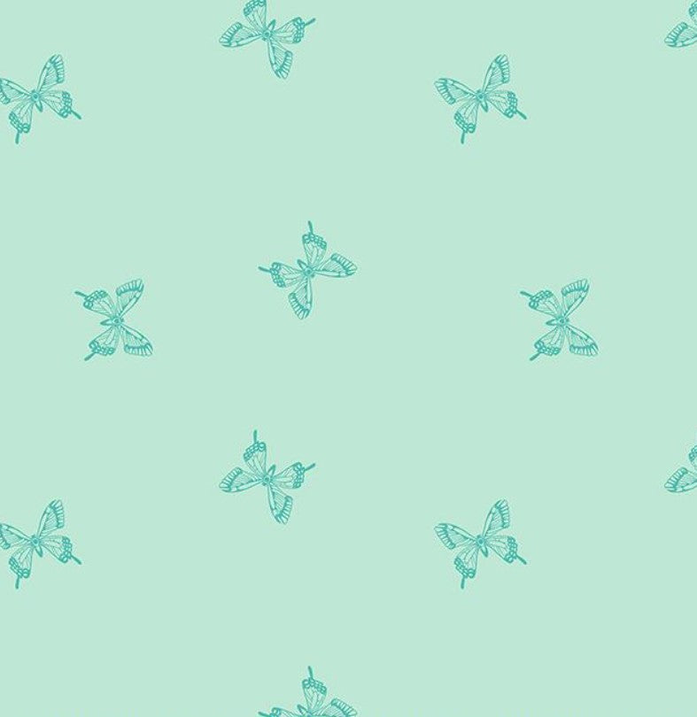 Backyard - Tiny Butterflies - Mint - PER 1/4 YARD