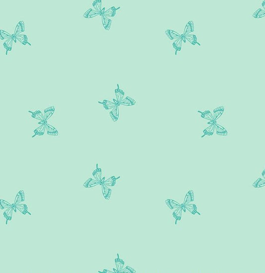 Backyard - Tiny Butterflies - Mint - PER 1/4 YARD