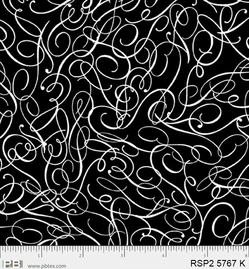 Salt & Pepper II - Scribble, Black - PER 1/4 YARD