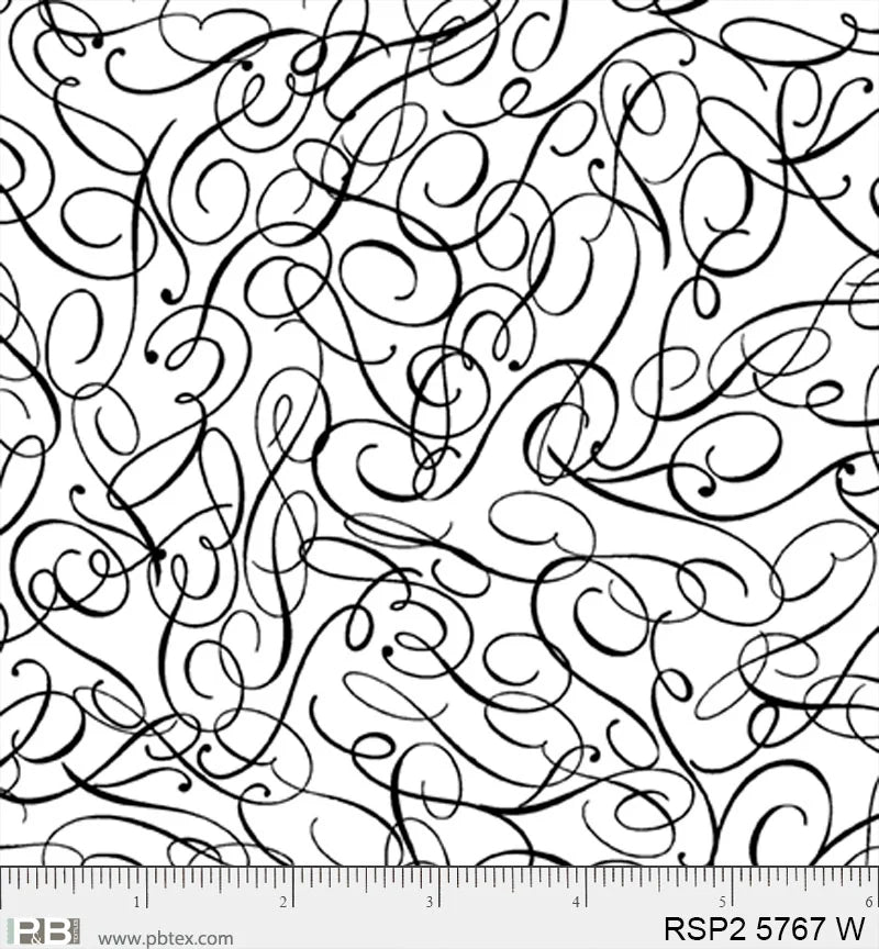 Salt & Pepper II - Scribble, White - PER 1/4 YARD