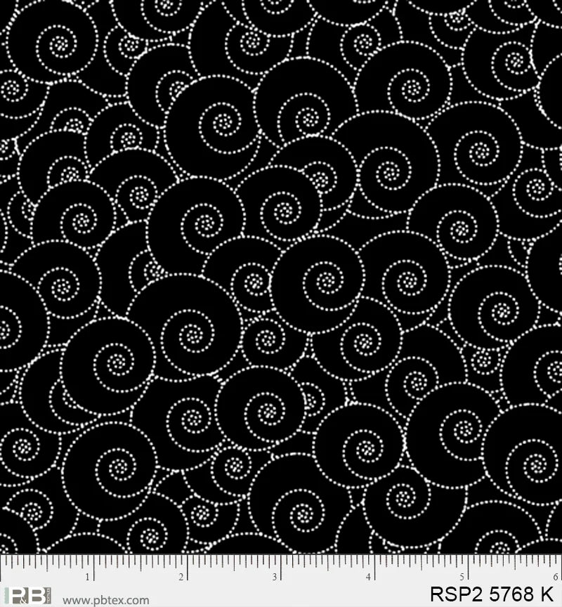 Salt & Pepper II - Snail, Black - PER 1/4 YARD