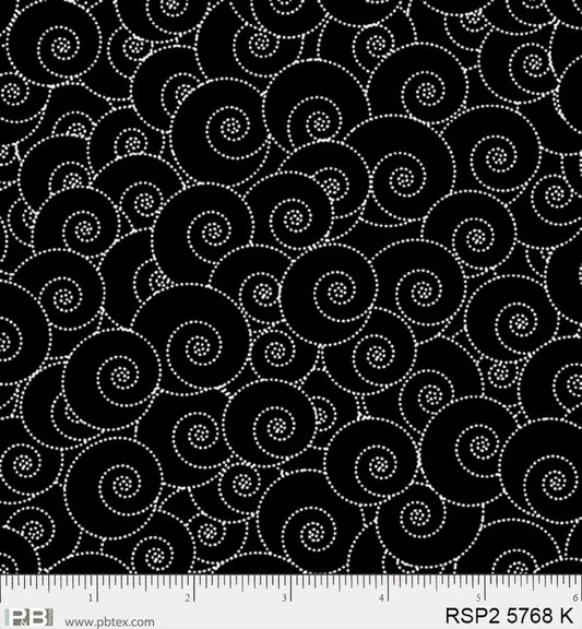 Salt & Pepper II - Snail, Black - PER 1/4 YARD