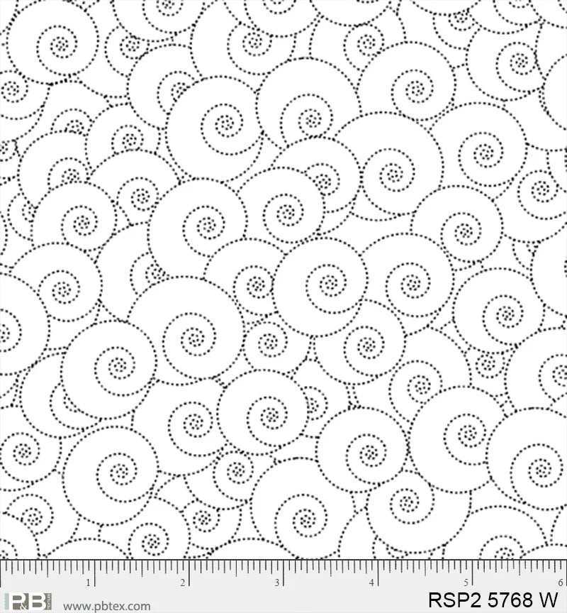 Salt & Pepper II - Snail, White - PER 1/4 YARD