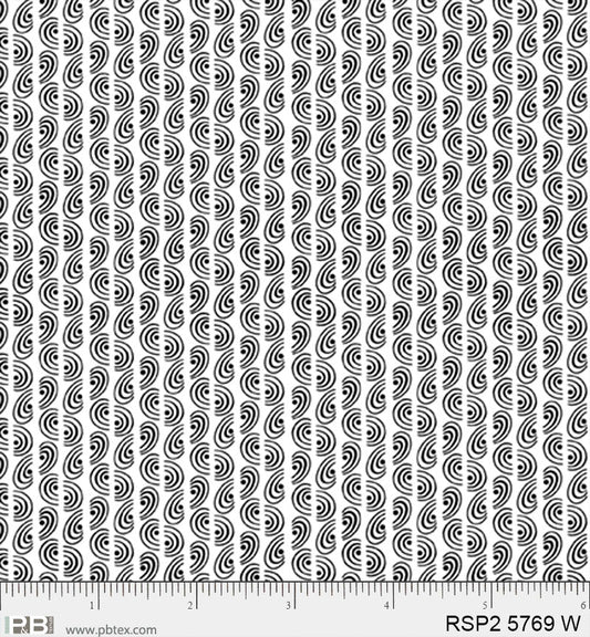 Salt & Pepper II - Spiral Stripe, White - PER 1/4 YARD