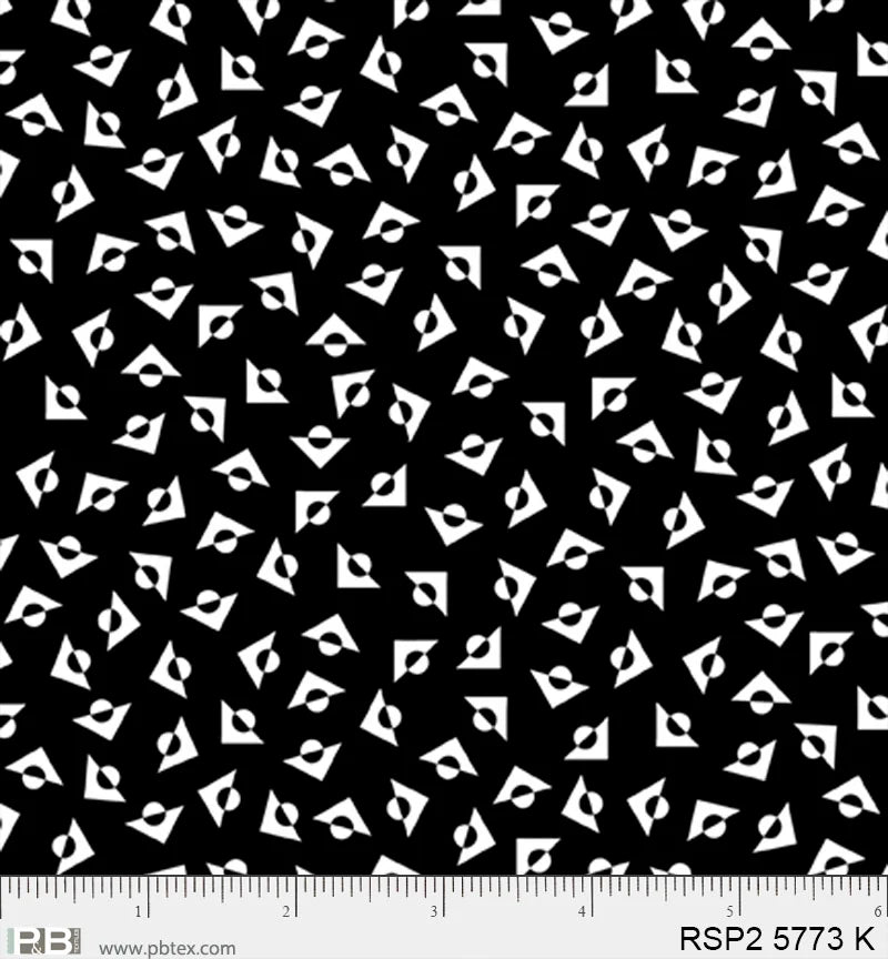 Salt & Pepper II - Triangle Tree, Black - PER 1/4 YARD
