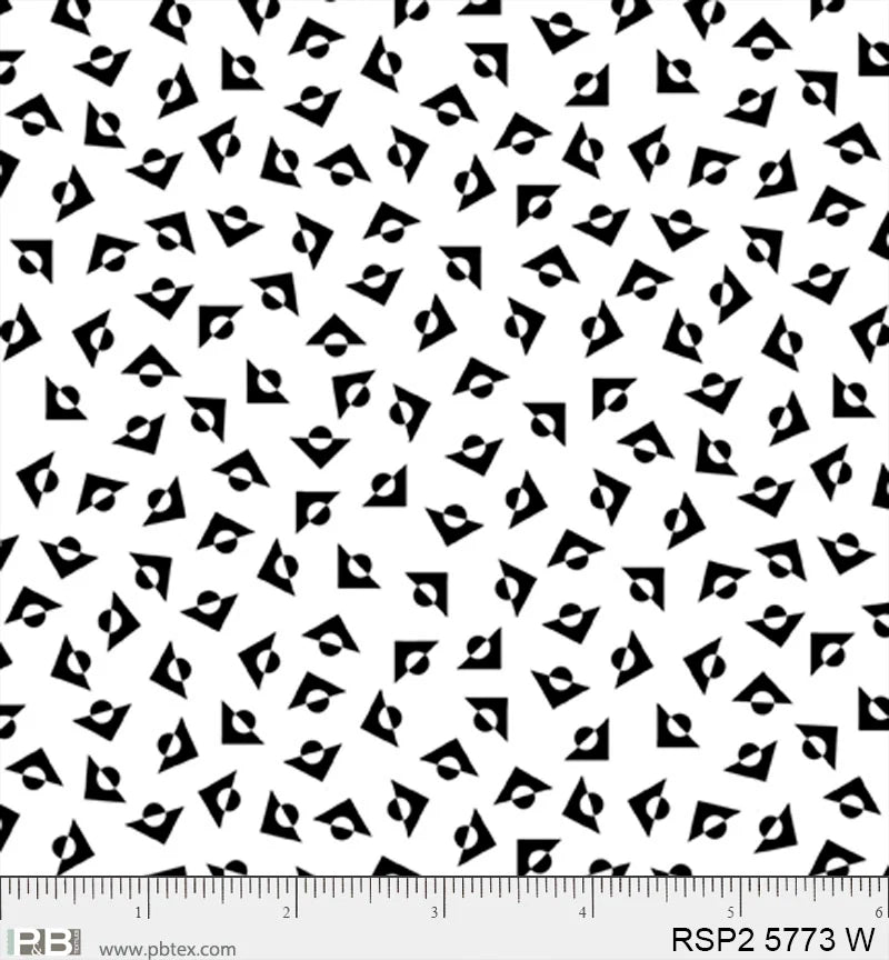 Salt & Pepper II - Triangle Tree, White - PER 1/4 YARD