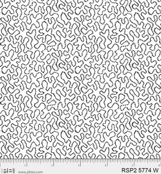 Salt & Pepper II - Doodle Maze, White - PER 1/4 YARD