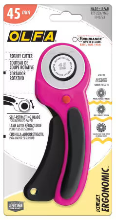 Olfa Ergonomic Rotary Cutter 45mm, Magenta