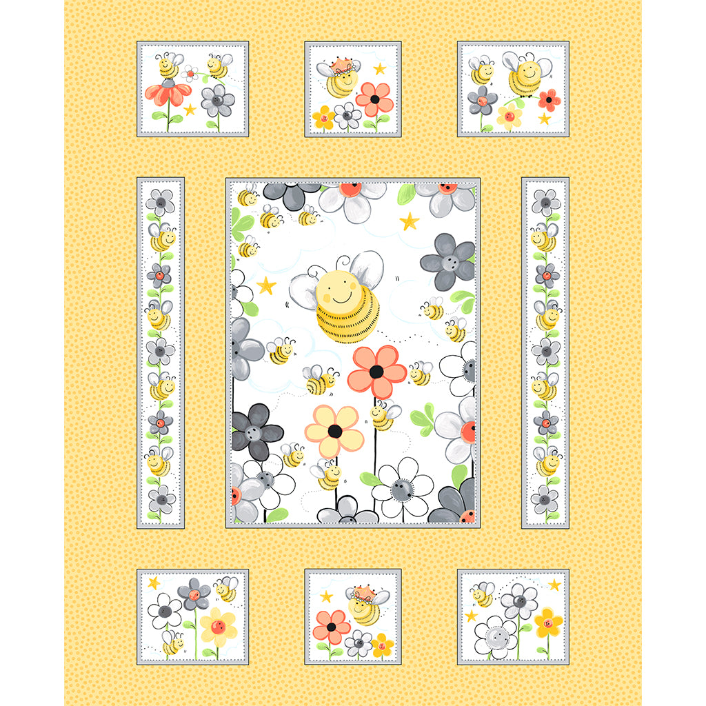 Sweet Bees 36" Quilt Panel