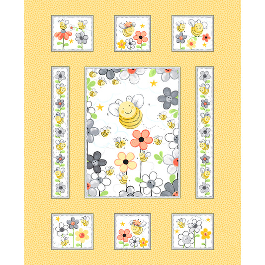 Sweet Bees 36" Quilt Panel