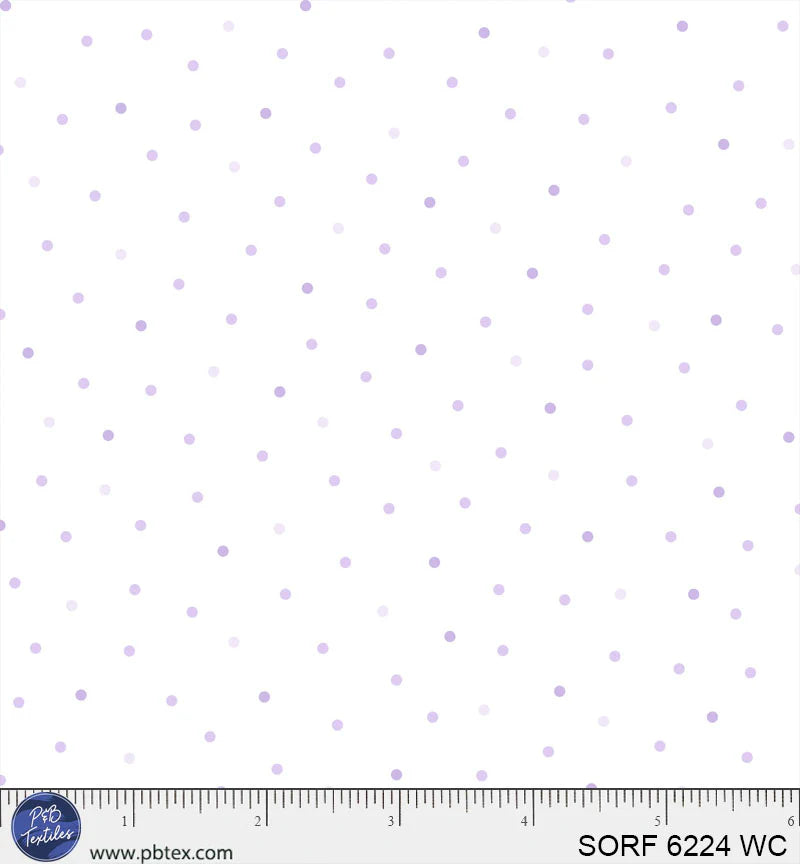 Sorbet Flannel - Tossed Tonal Dots, White/Purple - PER 1/4 YARD