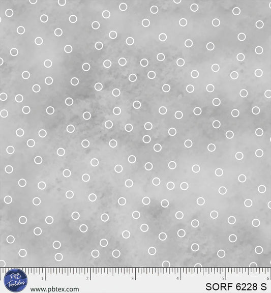 Sorbet Flannel - Tossed Open Dot, Silver - PER 1/4 YARD
