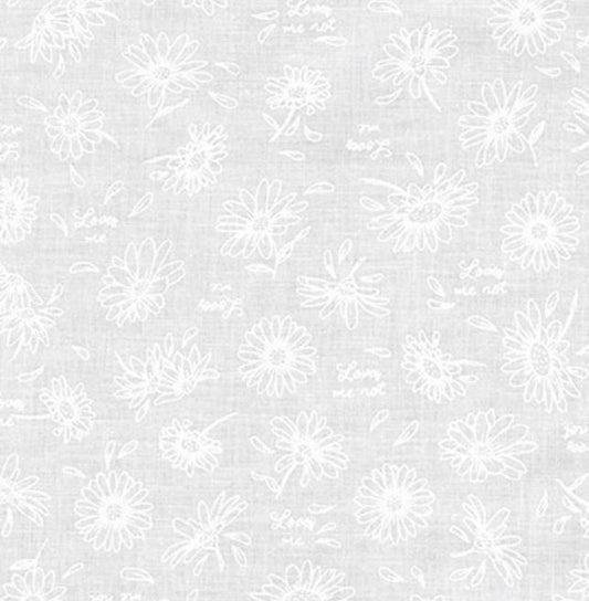 Mini Madness - White Flowers - PER 1/4 YARD