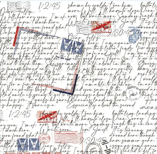 Sew America, Dear Folks WWII White - PER 1/4 YARD
