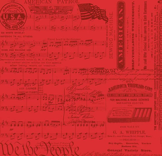 Sew America, Patriotic Text Red - PER 1/4 YARD
