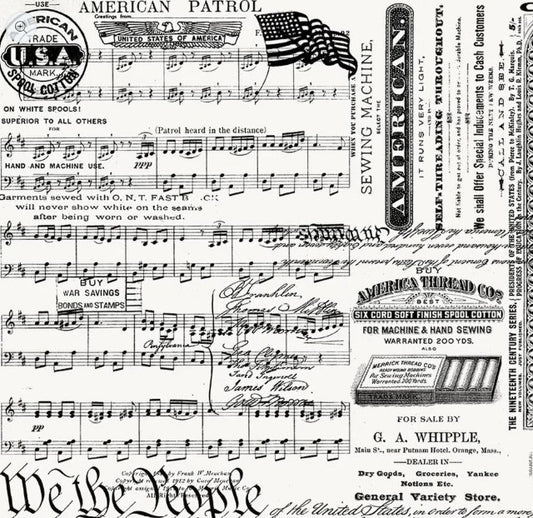 Sew America, Patriotic Text Off White - PER 1/4 YARD