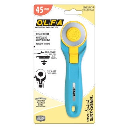Olfa 45mm Splash Handle Rotary Cutter, Aqua