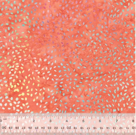 Splendor, Seeds, Coral Batik Cotton  - PER 1/4 YARD