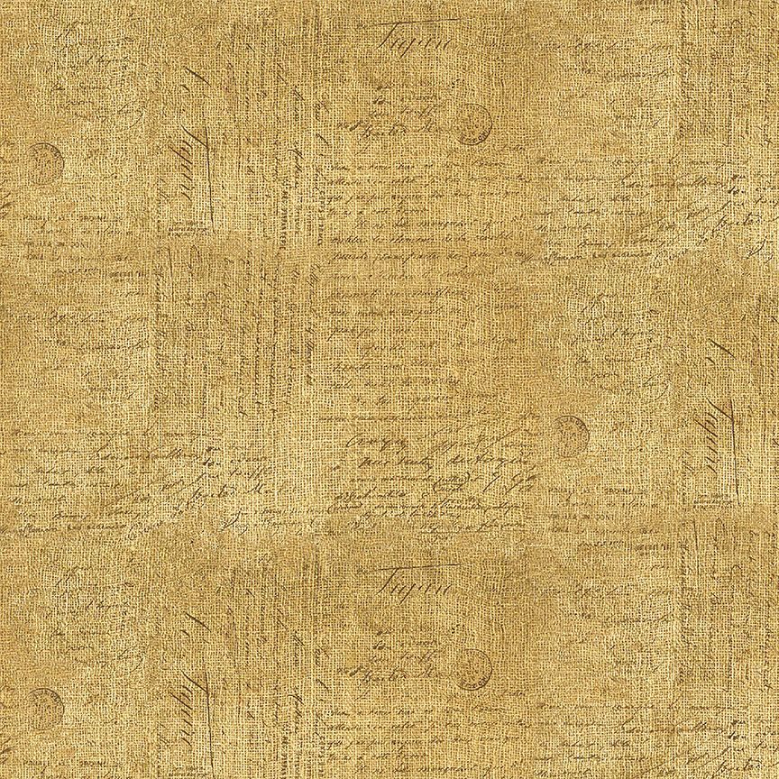Honey Bee Farm - Handwriting Text on Woven Texture, Tan - PER 1/4 YARD