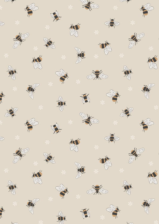 Dark Cream Bees 108" Wide Back