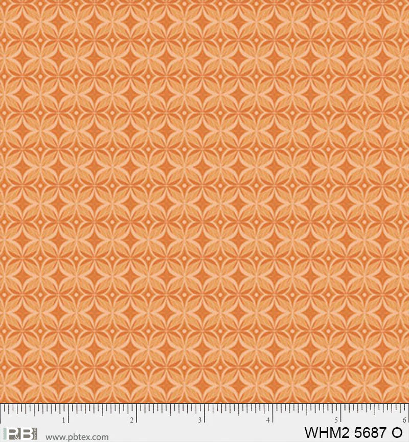 Whimsy II Basics, Kaleidoscope Geo Orange - PER 1/4 YARD