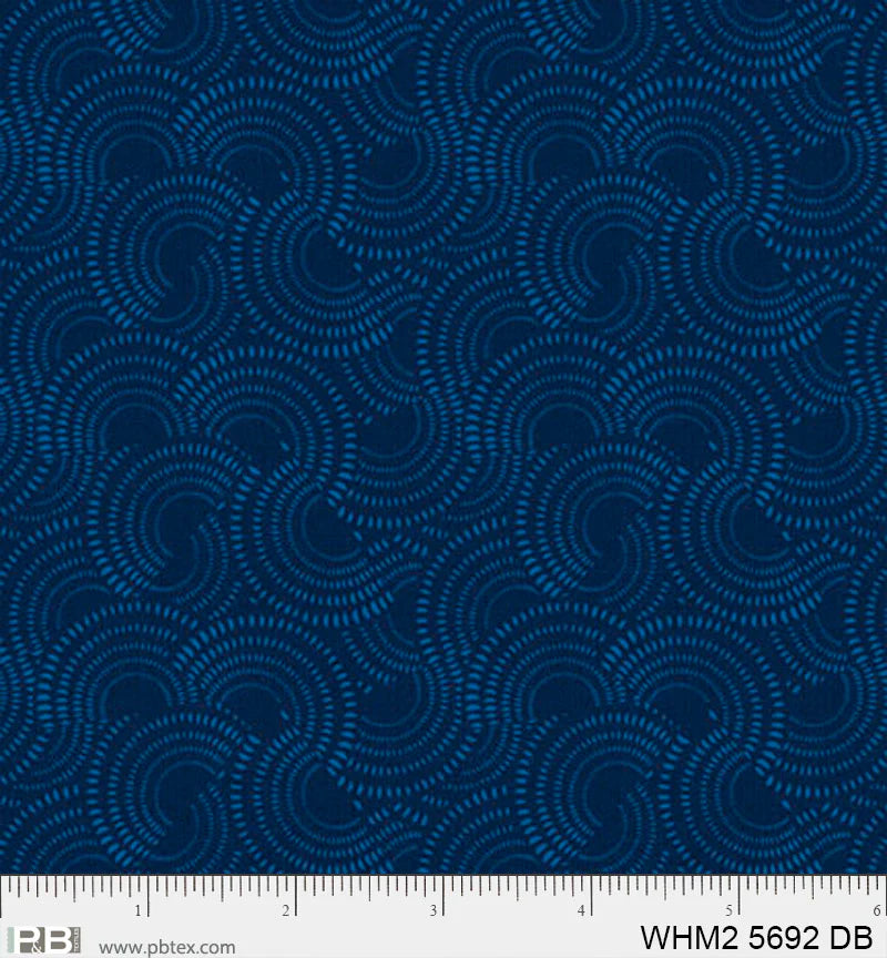 Whimsy II Basics, Dark Blue Allover Suns - PER 1/4 YARD