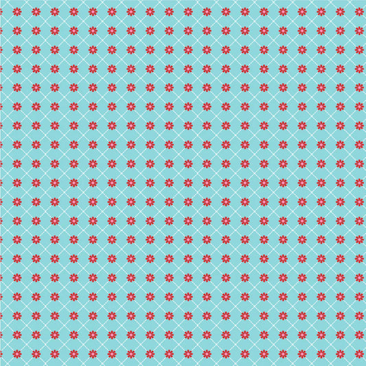 Smitten Chicken - Lazy Daisy, Aqua - PER 1/4 YARD