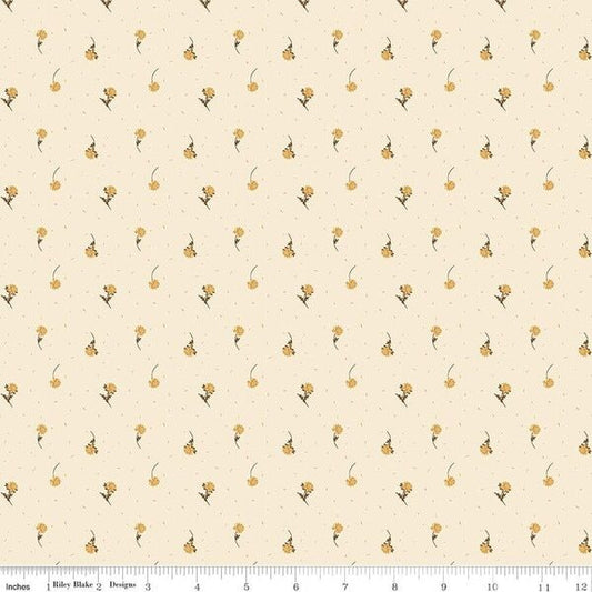The Awe of Autumn, Flower Toss Cream - PER 1/4 YARD