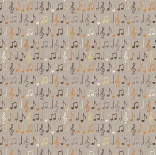 Song Bird - Musical Notes, Taupe - PER 1/4 YARD