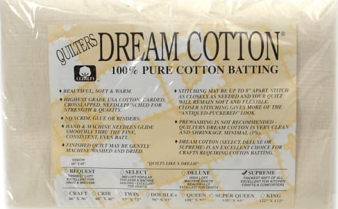 Quilters Dream Batting - Natural Dream Cotton Supreme Super Queen  121" x 93"