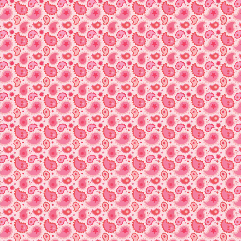 Calico Cowgirls, Paisley & Poppies Pink - PER 1/4 YARD